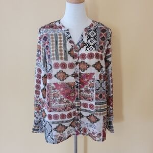 CB Established 1962 Floral Long Sleeve Blouse Sz S